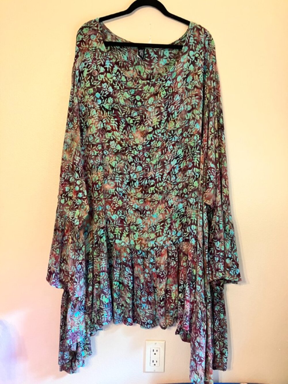 Boho Batik-Print Asymmetrical Tunic Dress